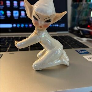 Vintage Holt Howard 1958 Ceramic Pixie Candle Hugger One arm has been repaired,